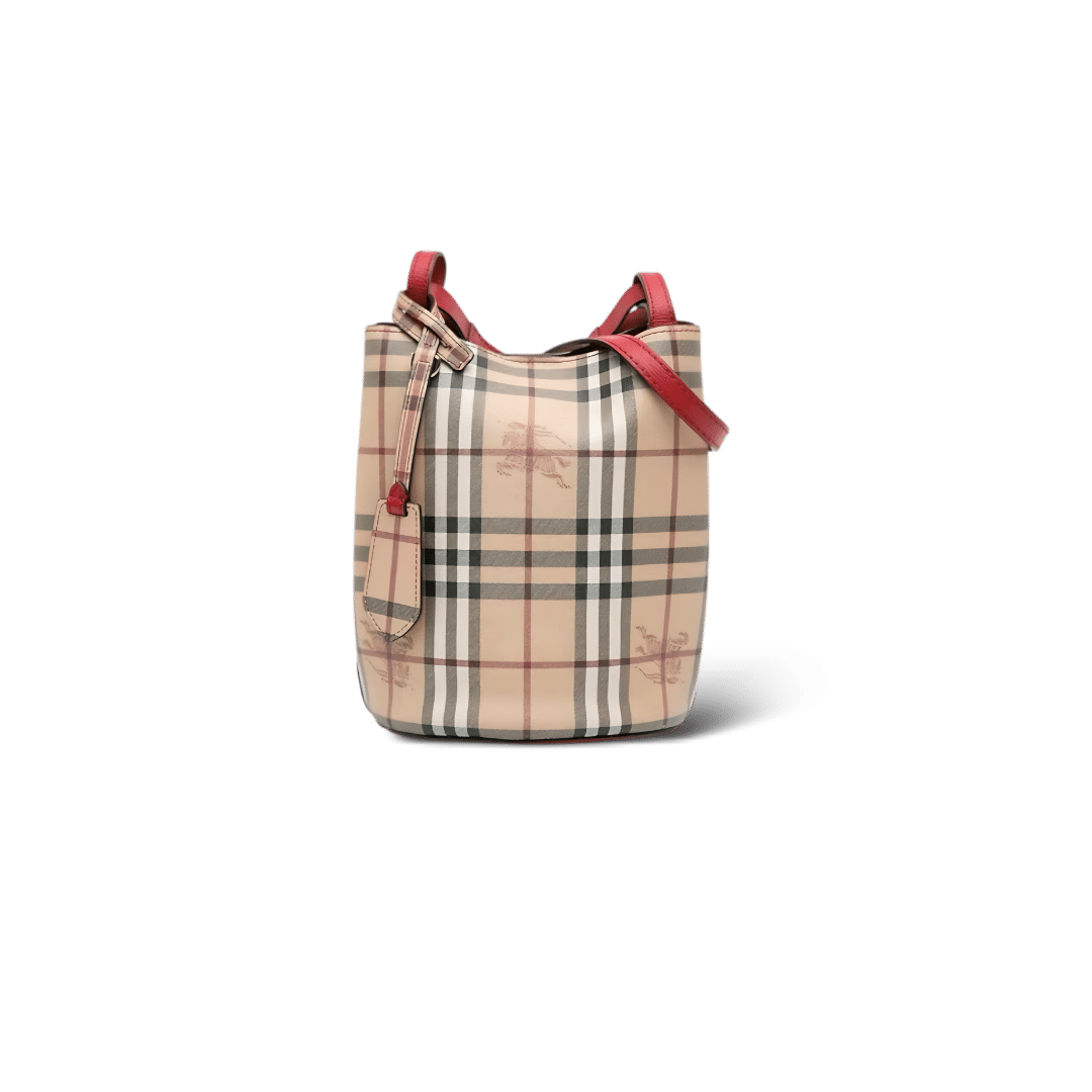 Burberry Petit sac seau Lorne Monogramme/Rouge Médium