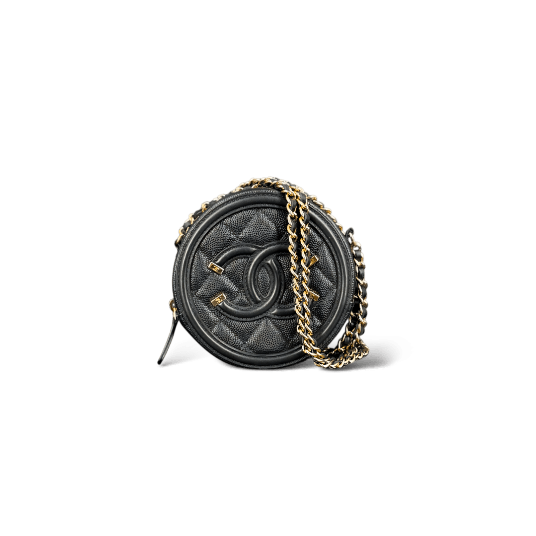 Chanel Sac à bandoulière rond  Noir Small