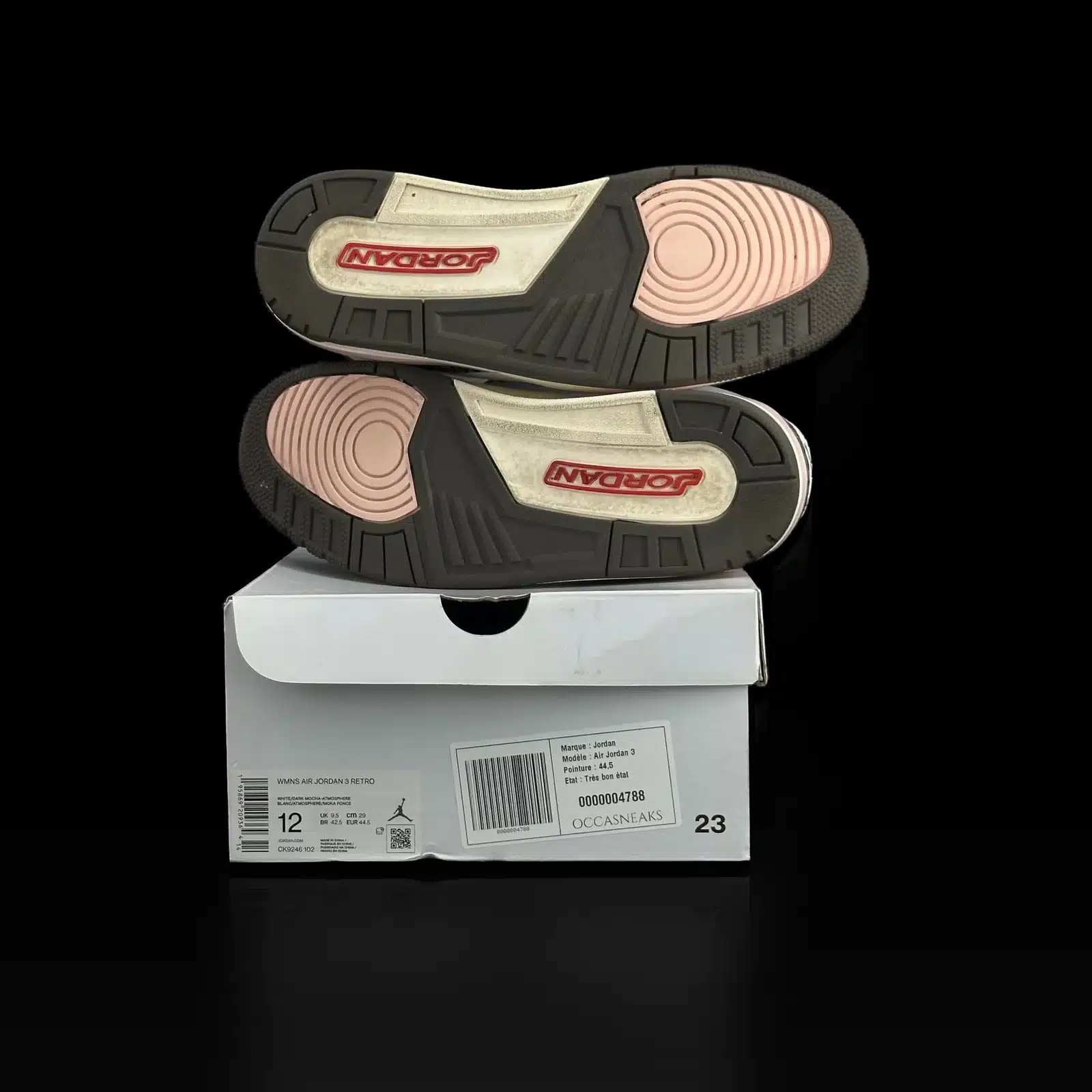 Air Jordan 3 Retro Neapolitan Dark Mocha Sneakers White, Pink and Brown – Size 44.5 EU – 6