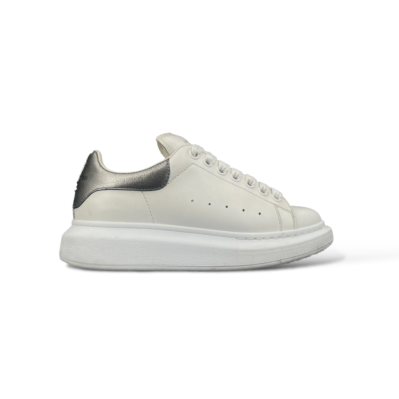 Baskets Alexander McQueen Oversized Blanc et Argent – Taille 37.5