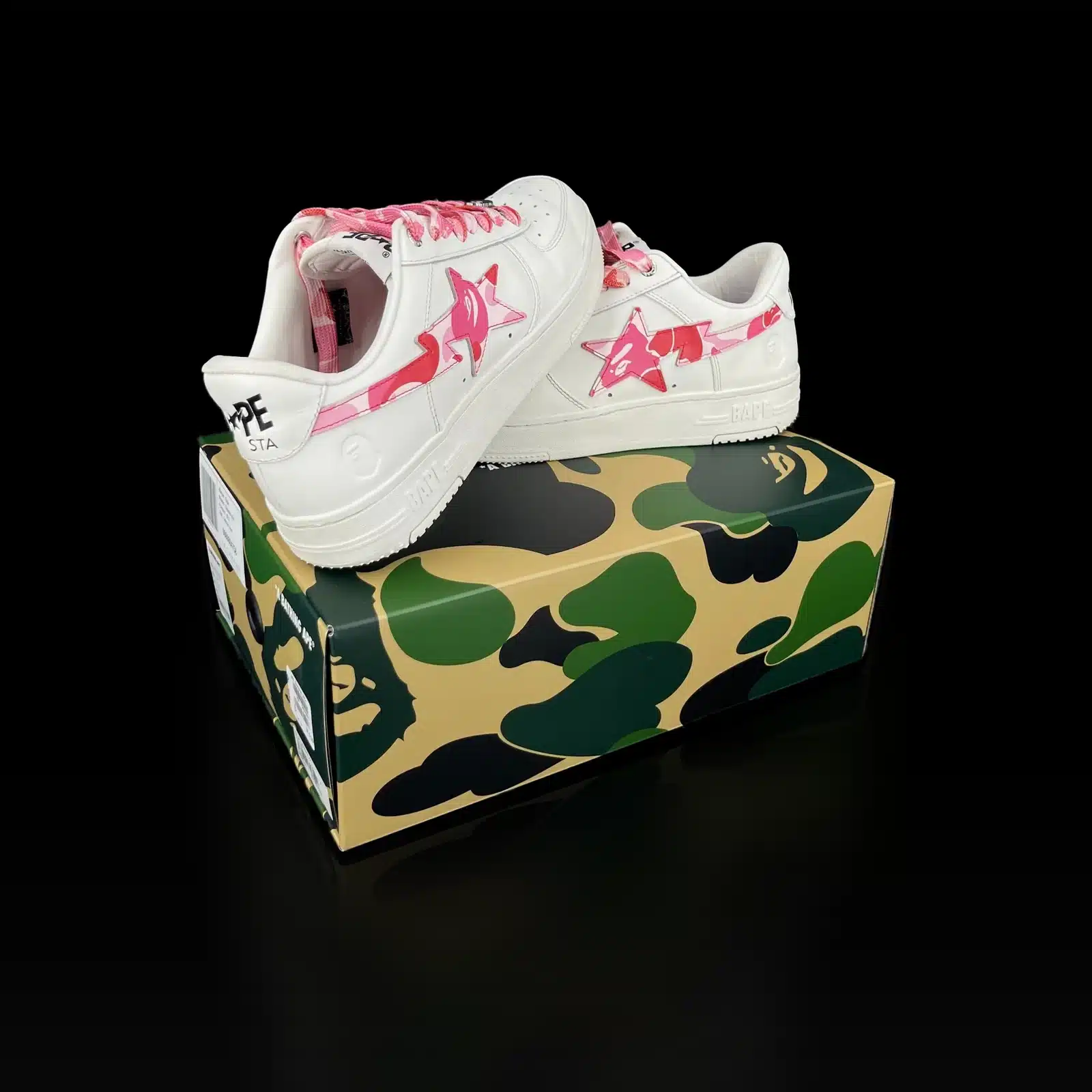 Baskets Bape Bapesta Blanc et Camo Rose – Pointure 42.5