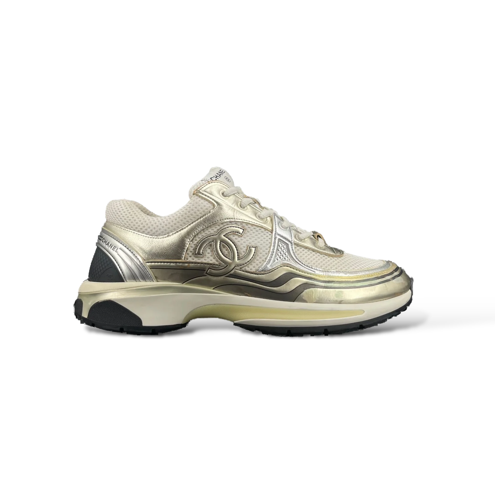 Baskets Chanel Runner Dorées et Argentées – Taille 43