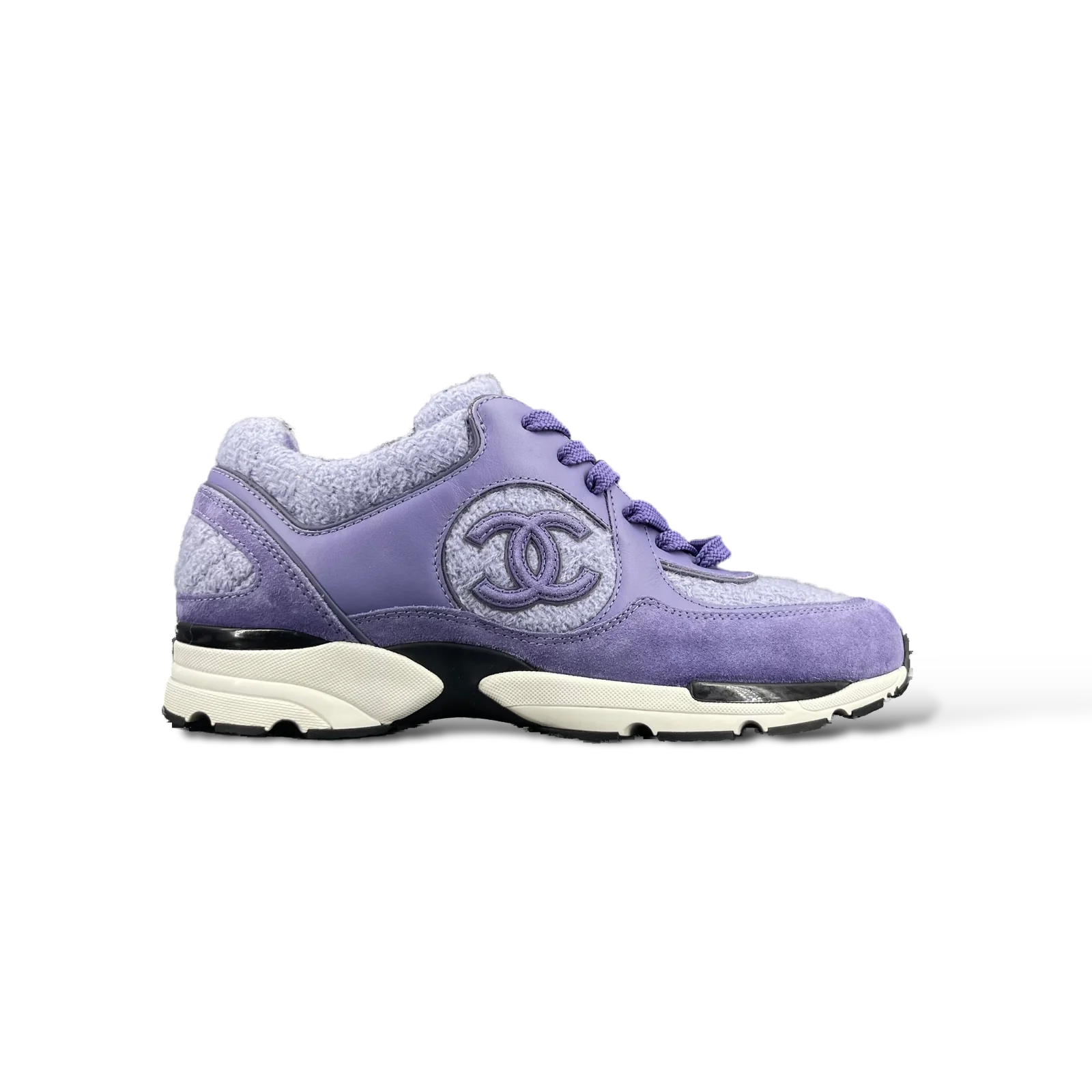 Baskets Chanel Runner Violet en Tweed, Cuir et Daim – Taille 37.5