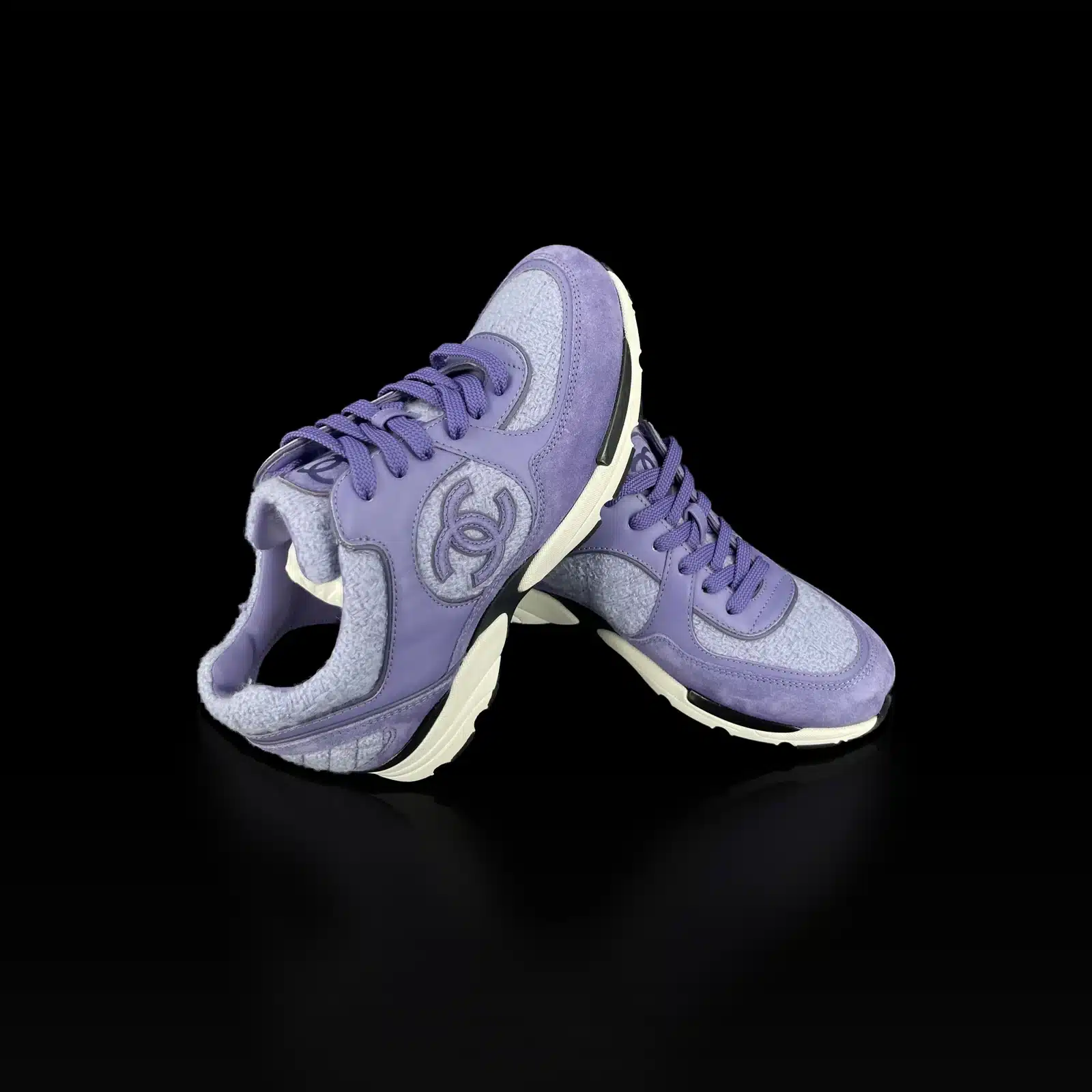 Sneakers Chanel Runner Viola in Tweed, Pelle e Camoscio – Taglia 37.5 – 2