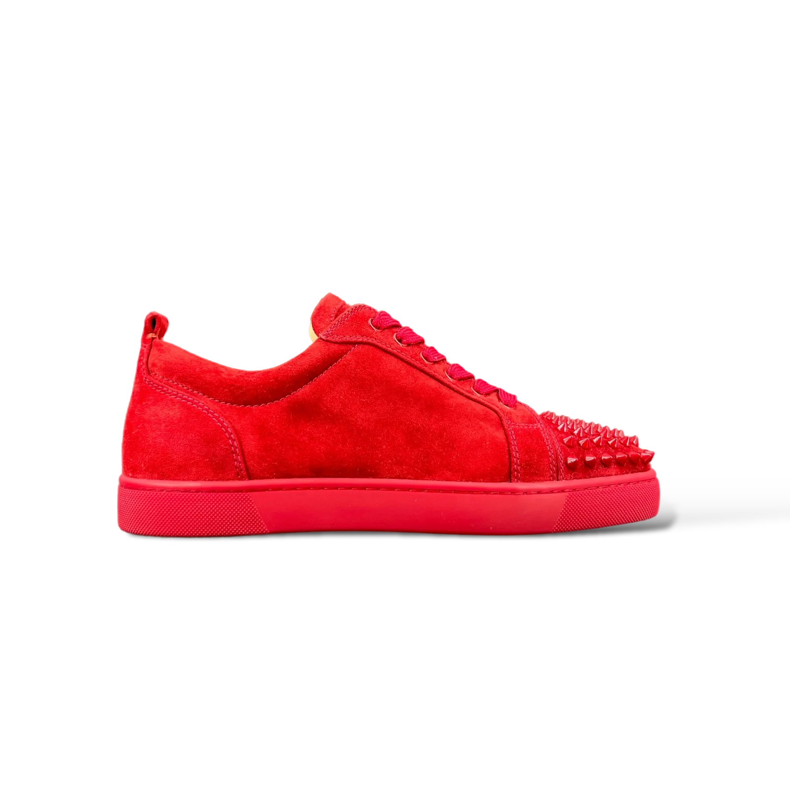 Baskets Christian Louboutin Louis Junior Spikes Daim Rouge – Taille 40