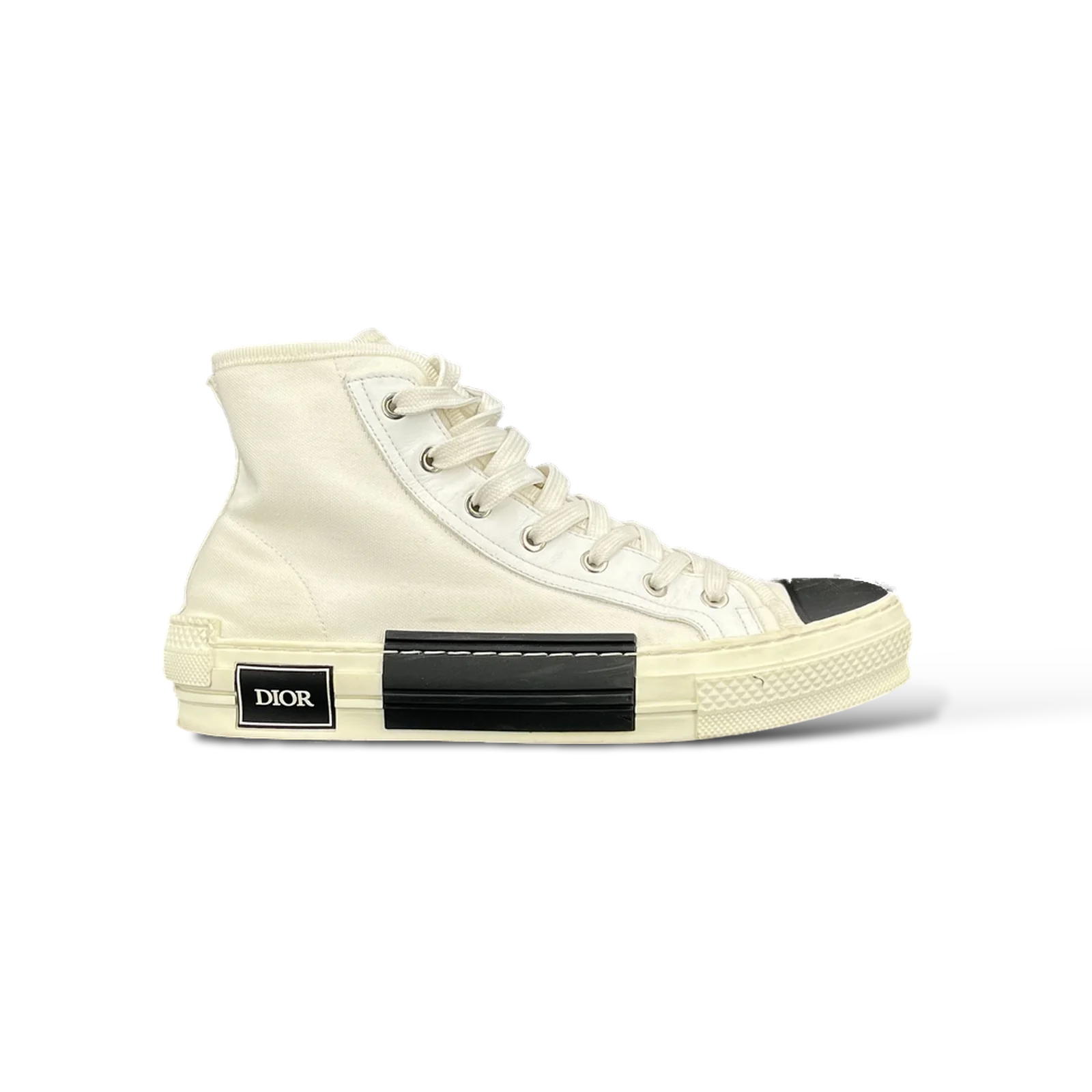 Baskets Dior B23 Montantes Toile Blanche et Noire – Taille 40