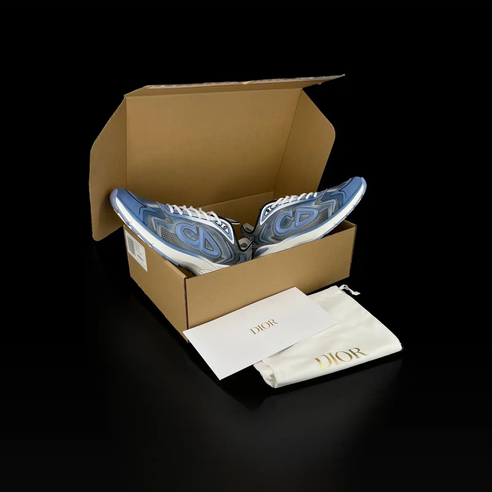 Baskets Dior B30 dans leur boîte avec carte et pochette Dior