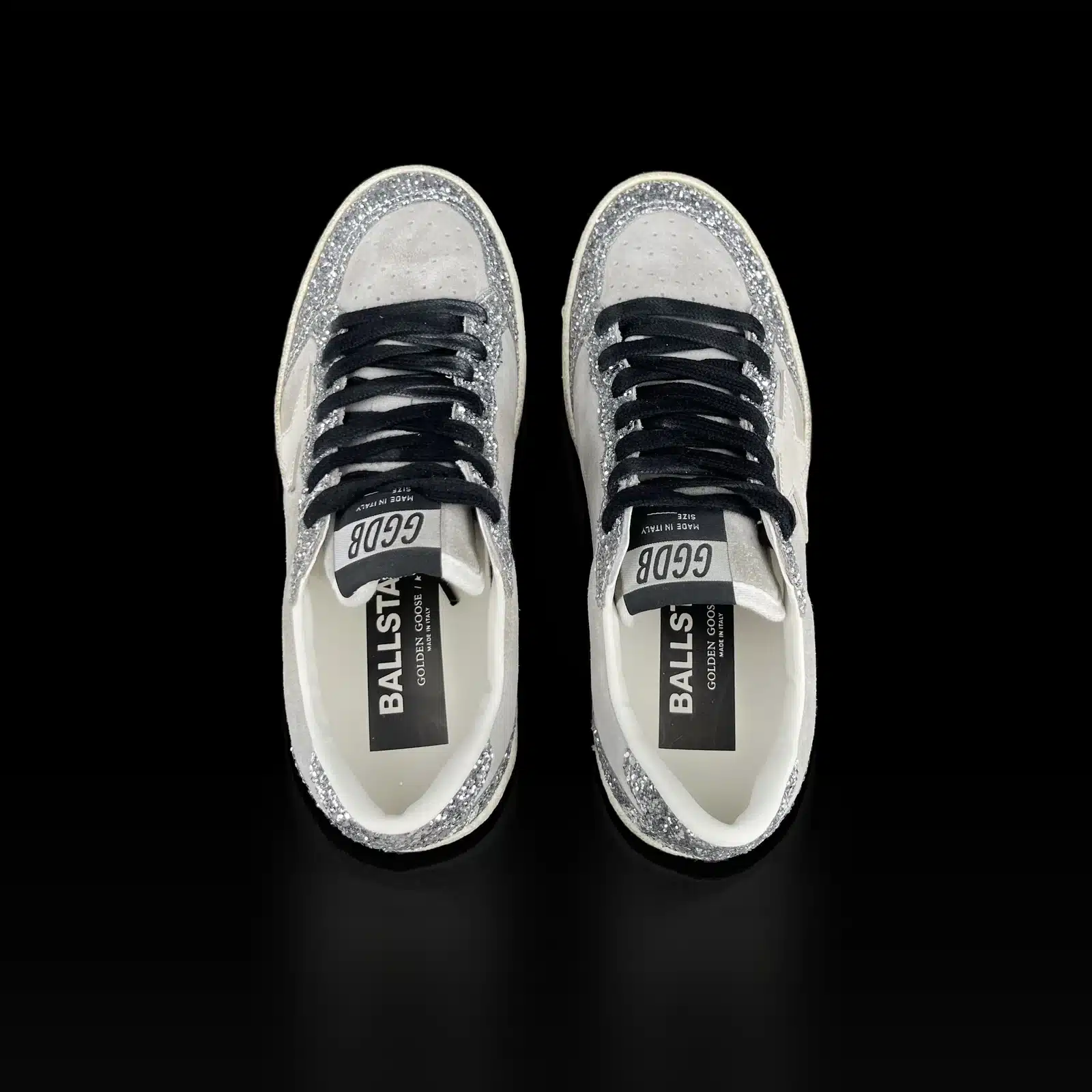 Sneakers Golden Goose Ball Star viste dall'alto, solette Ballstar