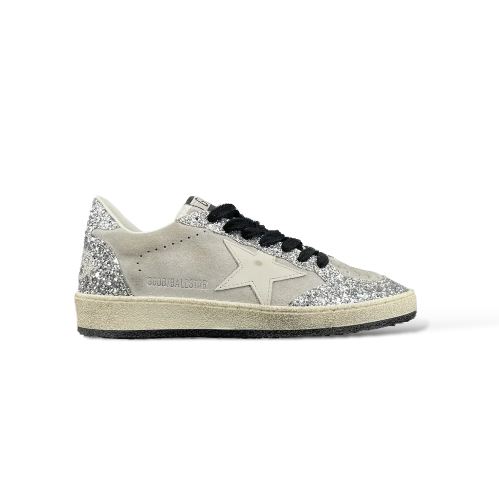 Baskets Golden Goose Ball Star Gris et Paillettes Argent – Taille 36