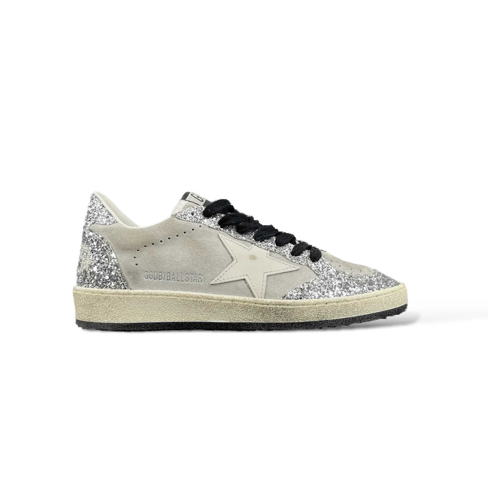 Baskets Golden Goose Ball Star Gris et Paillettes Argent – Taille 36