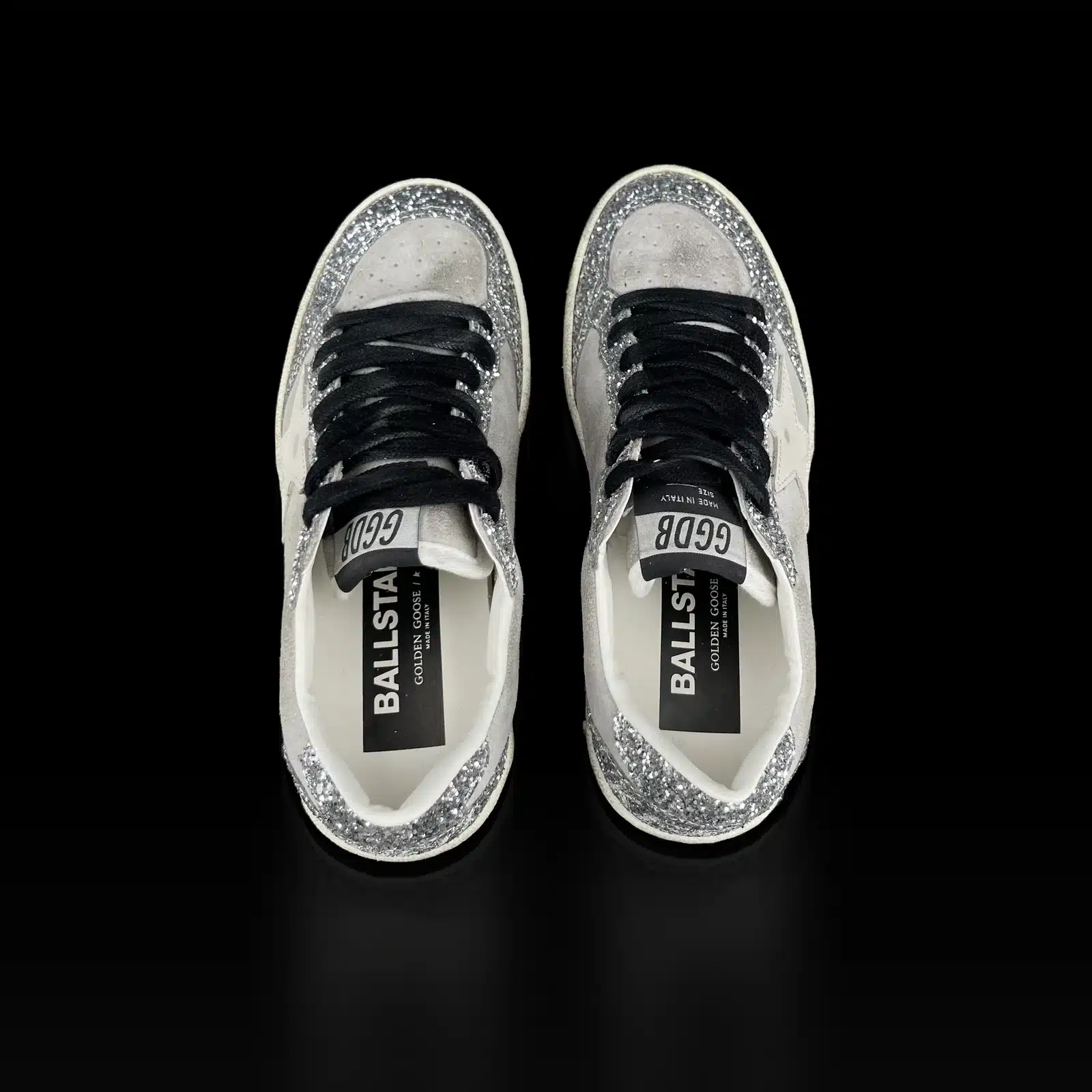 Baskets Golden Goose Ball Star vues de dessus, semelles intérieures Ballstar
