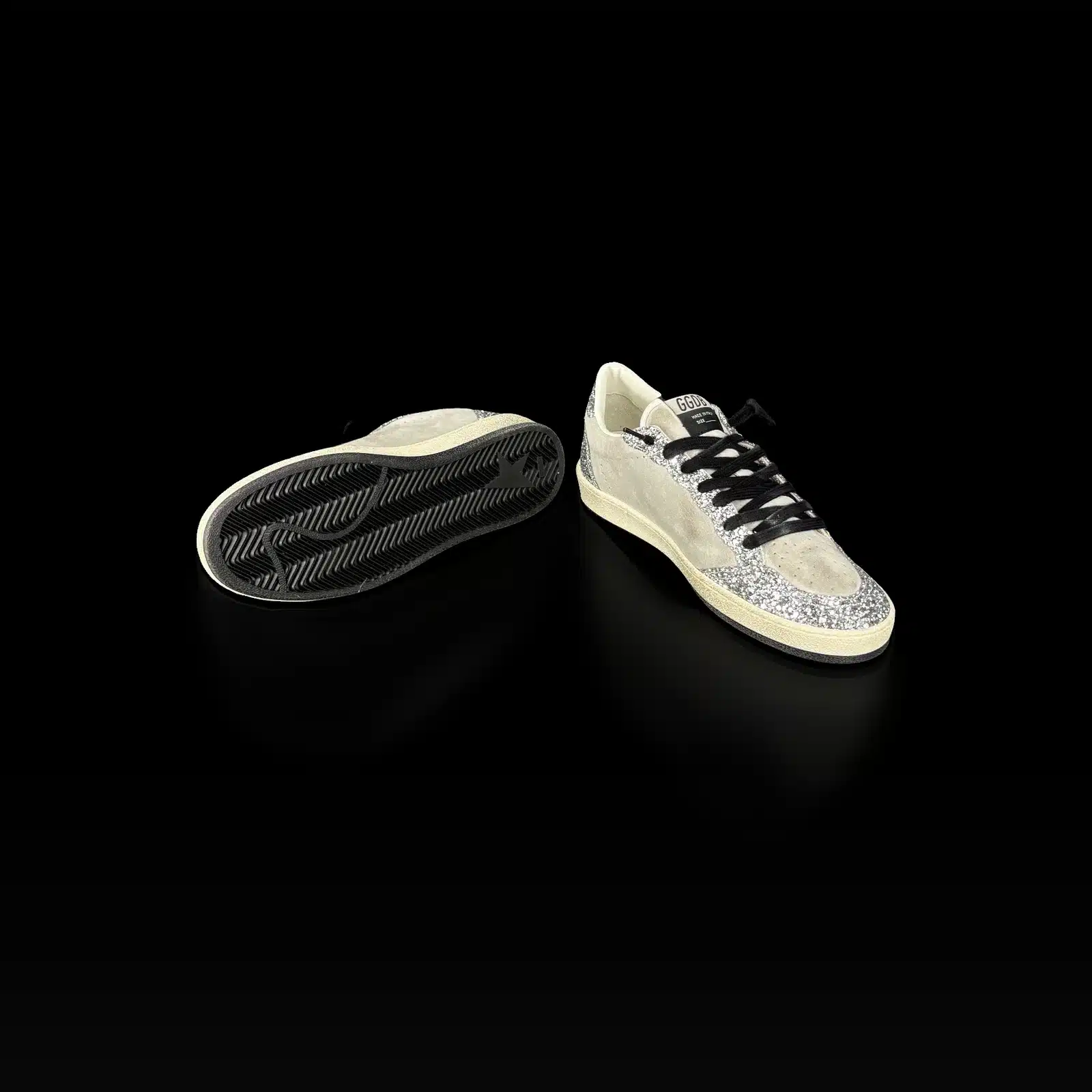 Golden Goose Ball Star Sneakers Silver Glitter and Grey Suede – Size 38 – 3