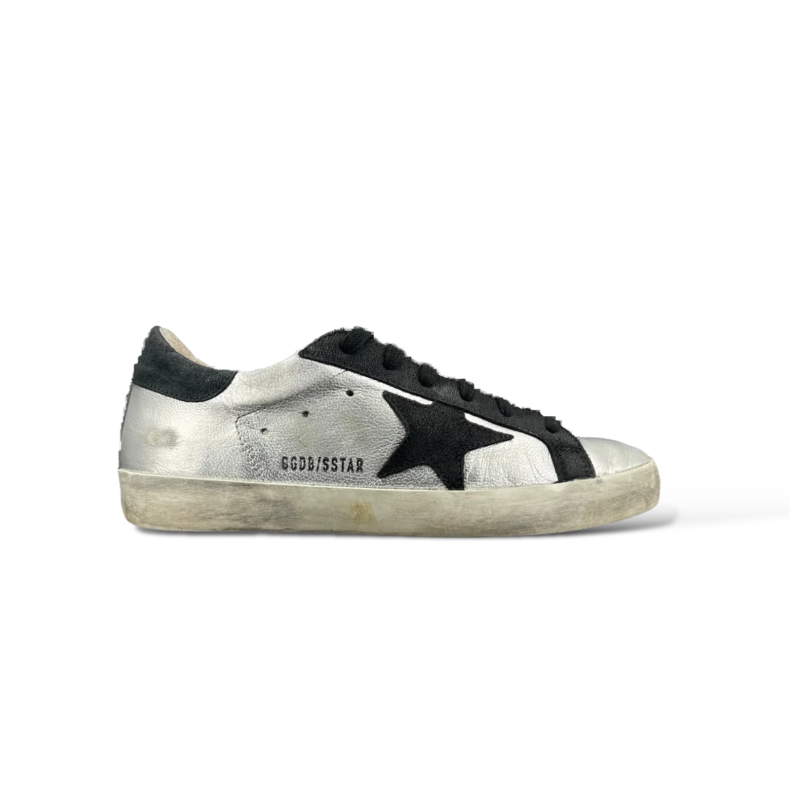 Baskets Golden Goose Super-Star Argentées et Noires – Taille 38