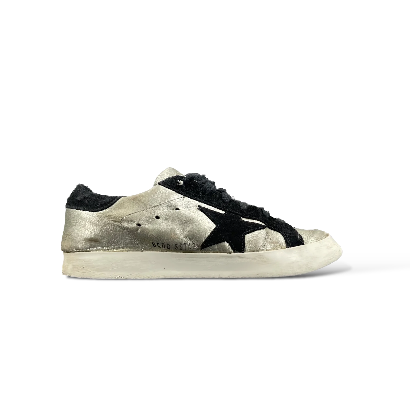 Baskets Golden Goose Super-Star Argentées et Noires – Taille 38