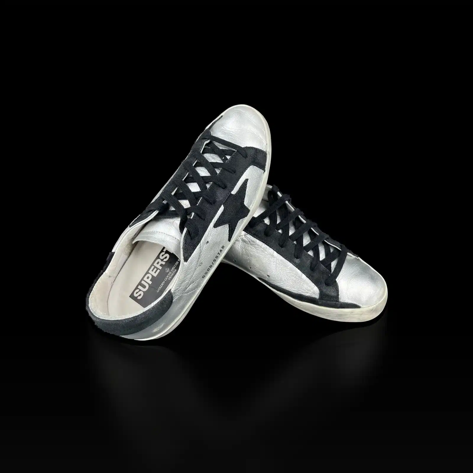 Sneakers Golden Goose Super-Star Argento e Nero – Taglia 38 – 2