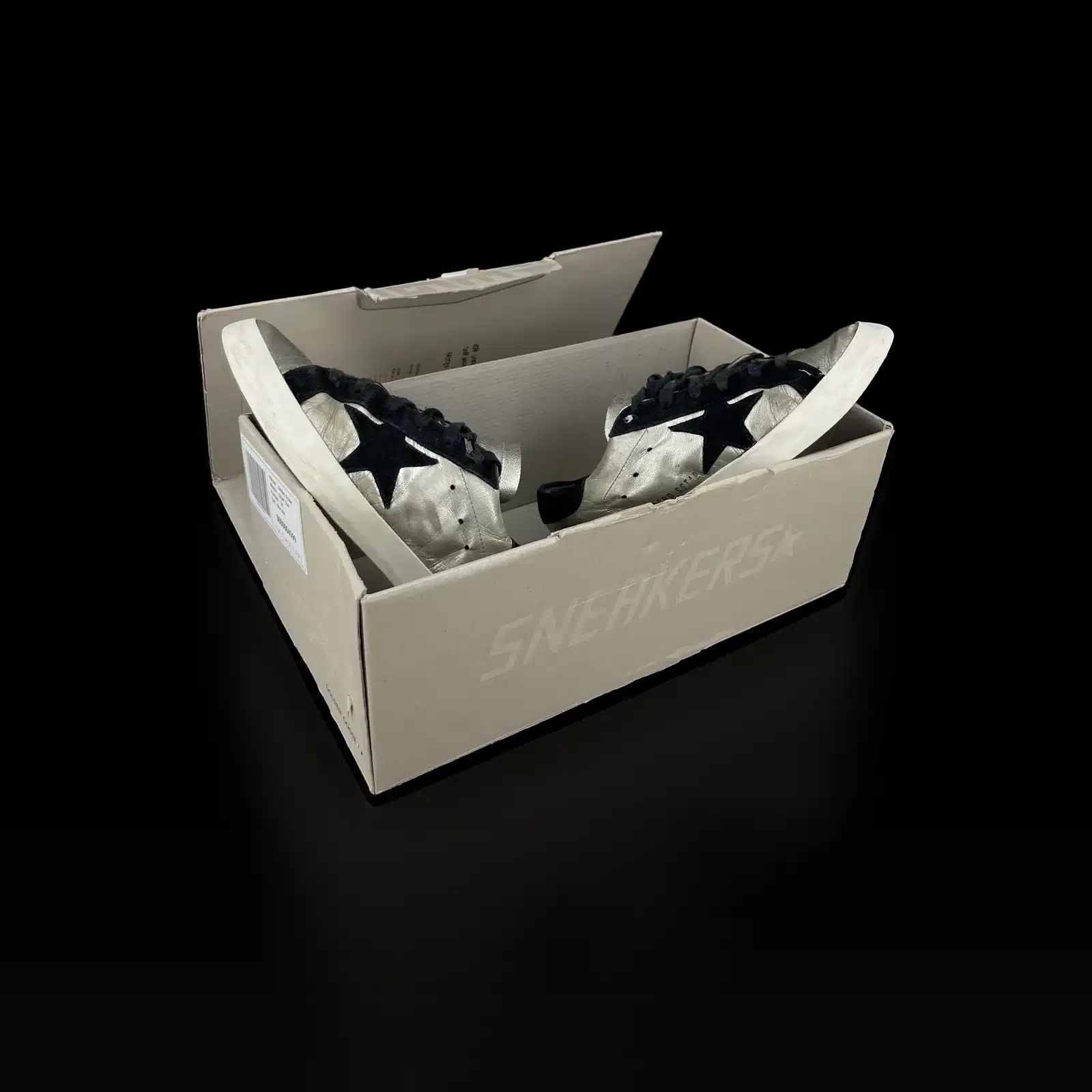 Baskets Golden Goose Super-Star Argentées et Noires – Taille 38