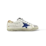 Golden Goose Super Star Sneakers White, Blue Glitter Star and Gold Heel – Size 37