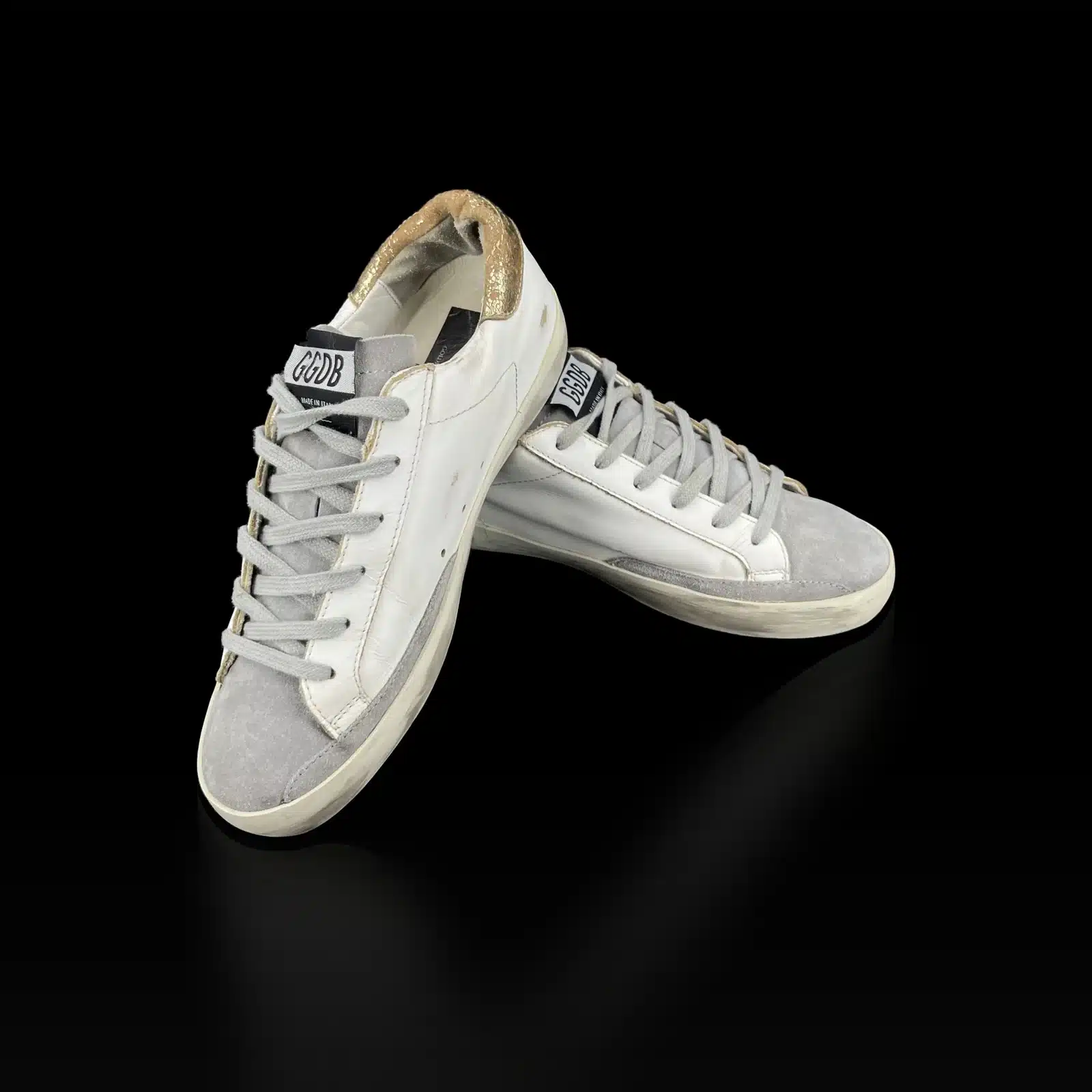 Sneakers Golden Goose Super Star Bianco, Stella Blu Glitter e Tallone Oro – Taglia 37 – 3