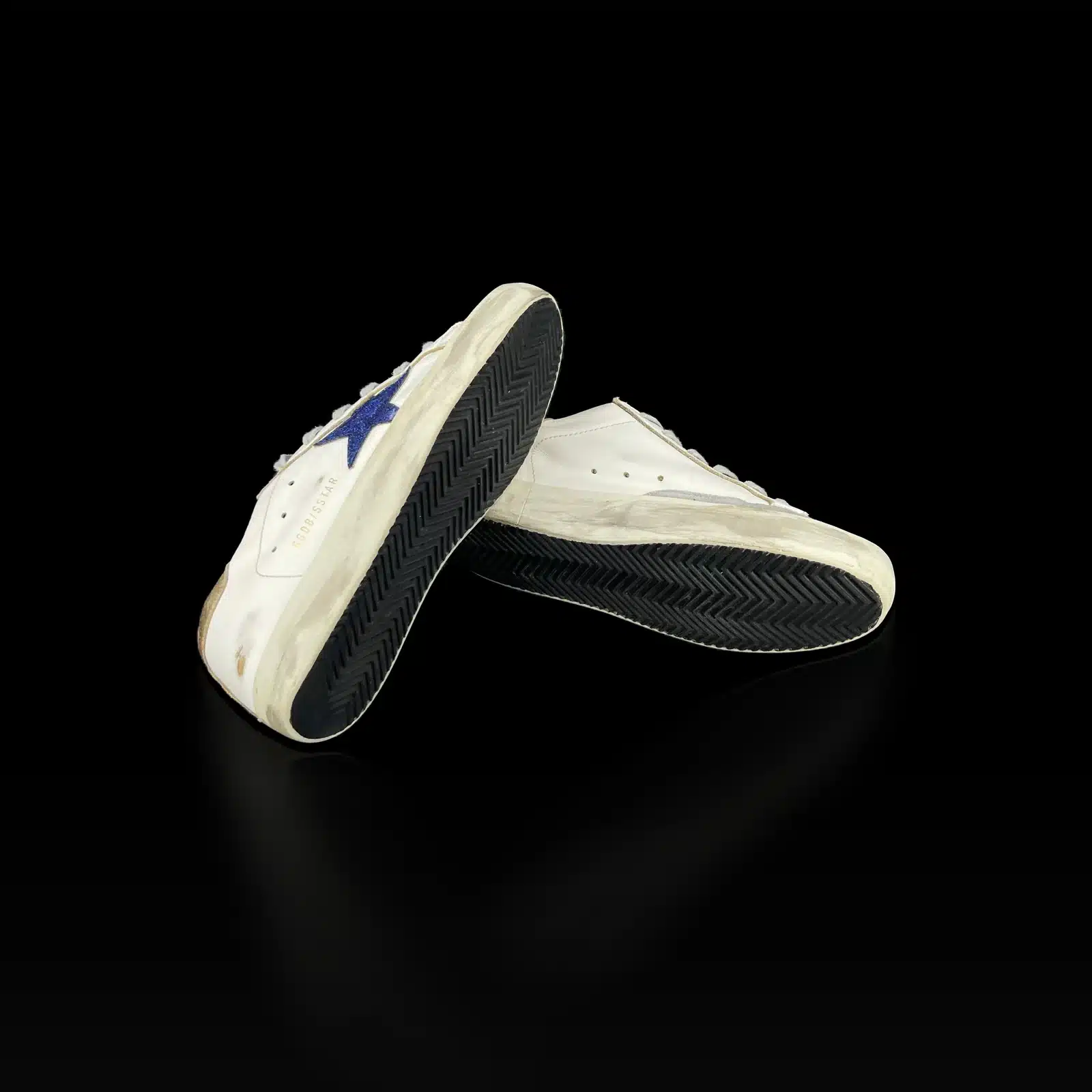 Sneakers Golden Goose Super Star Bianco, Stella Blu Glitter e Tallone Oro – Taglia 37 – 5