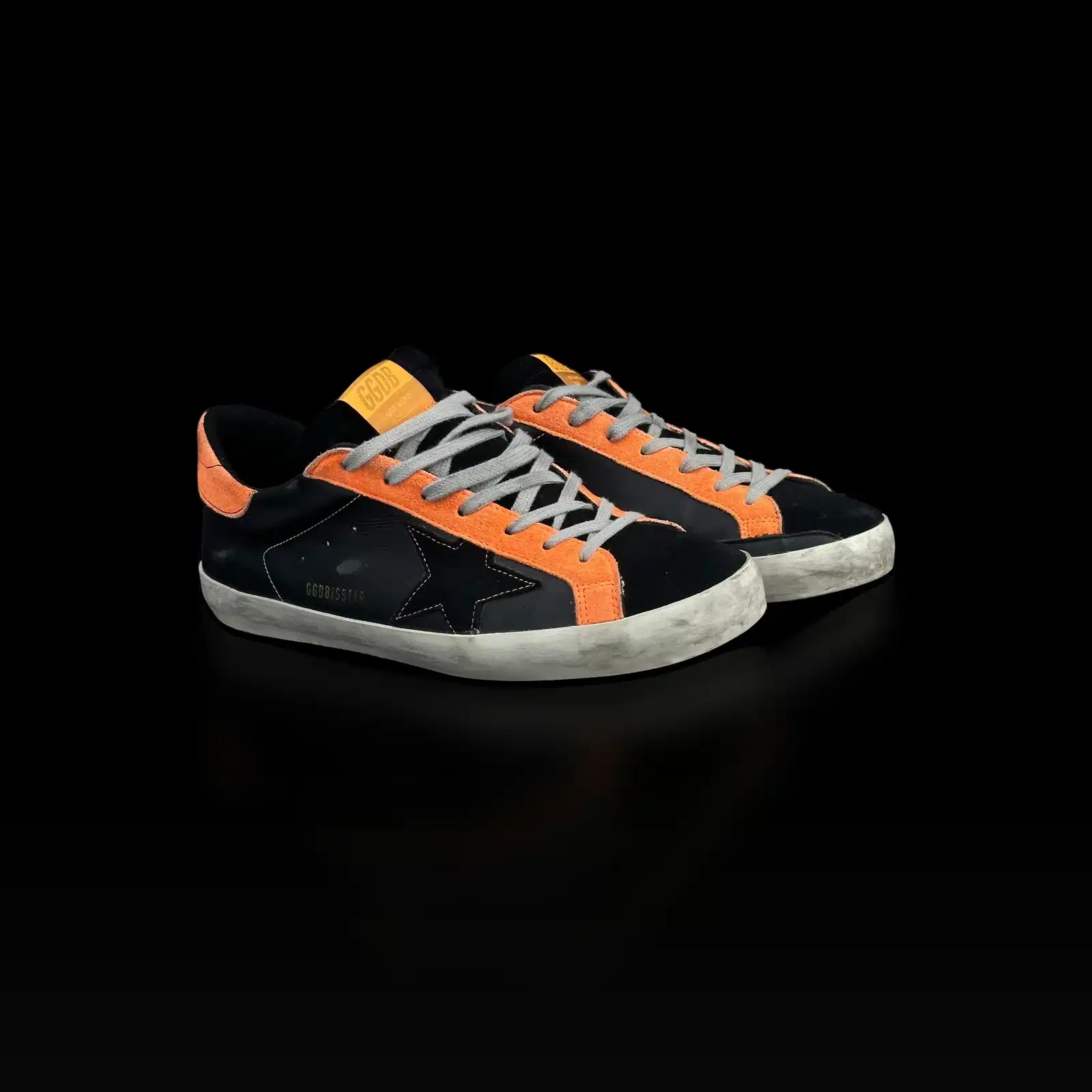 Golden Goose Super Star Sneakers Black and Neon Orange – Size 43