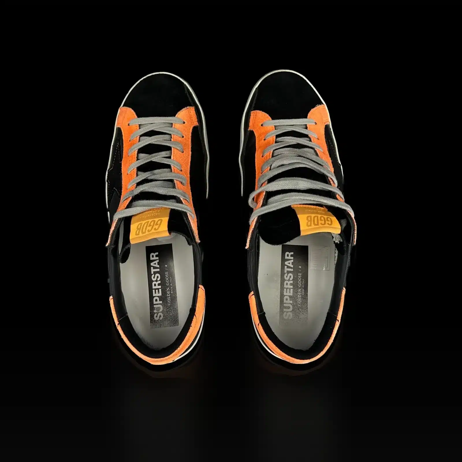 Golden Goose Super Star Sneakers Black and Neon Orange – Size 43 – 5