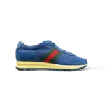 Zapatillas Gucci GG Azul de Lona y Ante con banda Web – Talla 42