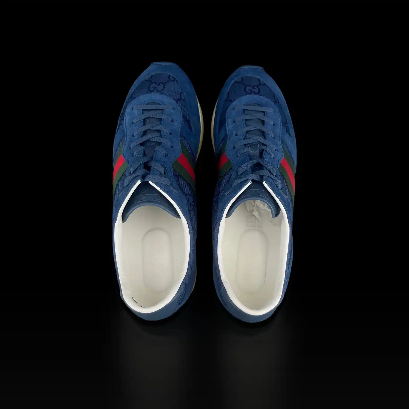Gucci GG Sneakers Blue Canvas and Suede with Web Stripe – Size 42 – 4