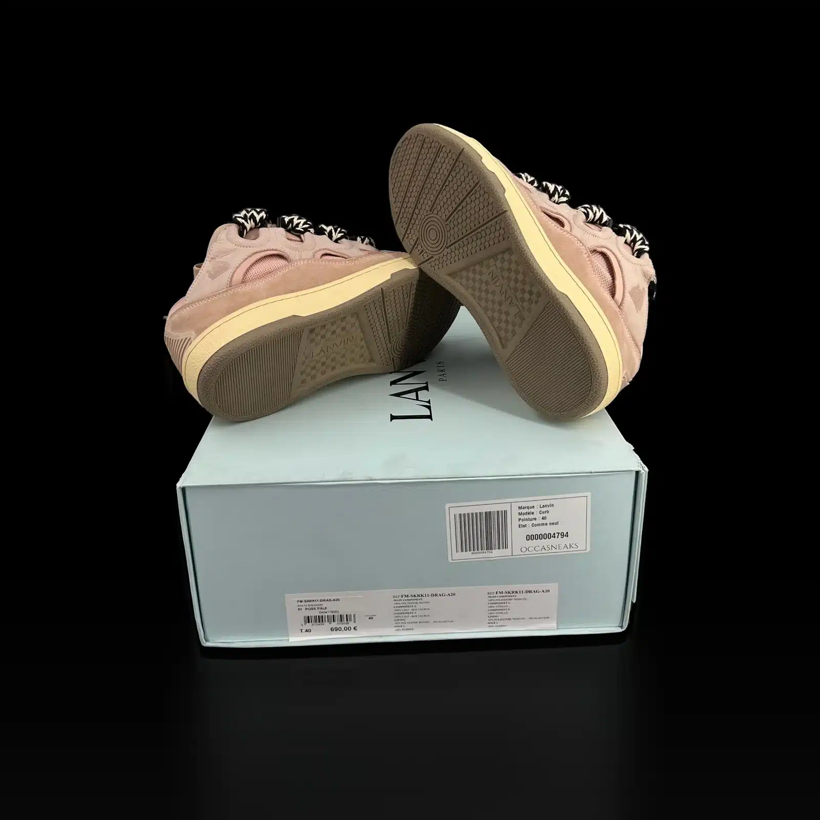 Lanvin Curb Sneakers Pale Pink – Size 40 – 6