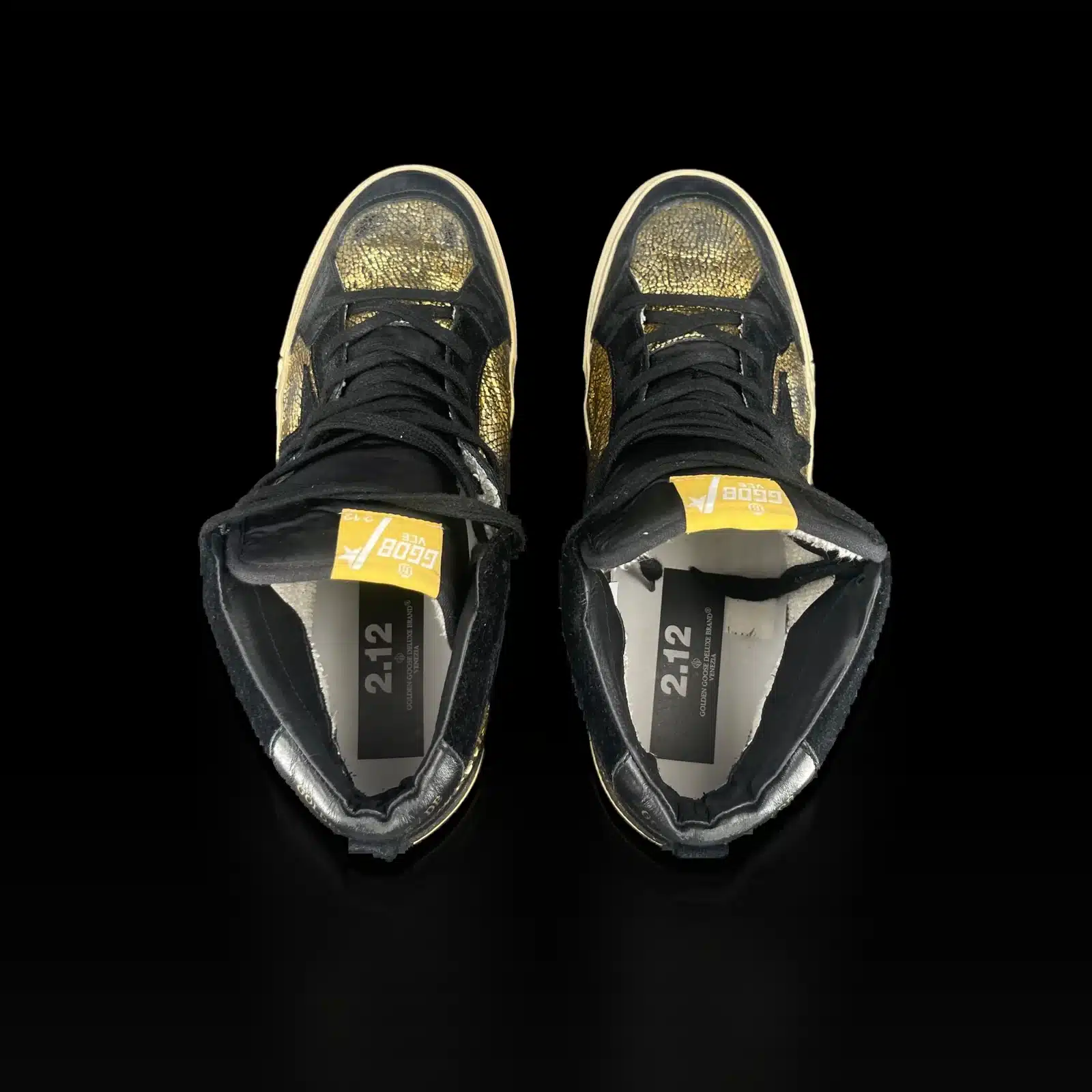 Zapatillas altas Golden Goose 2.12 Doradas y Negras – Talla 44 – 4