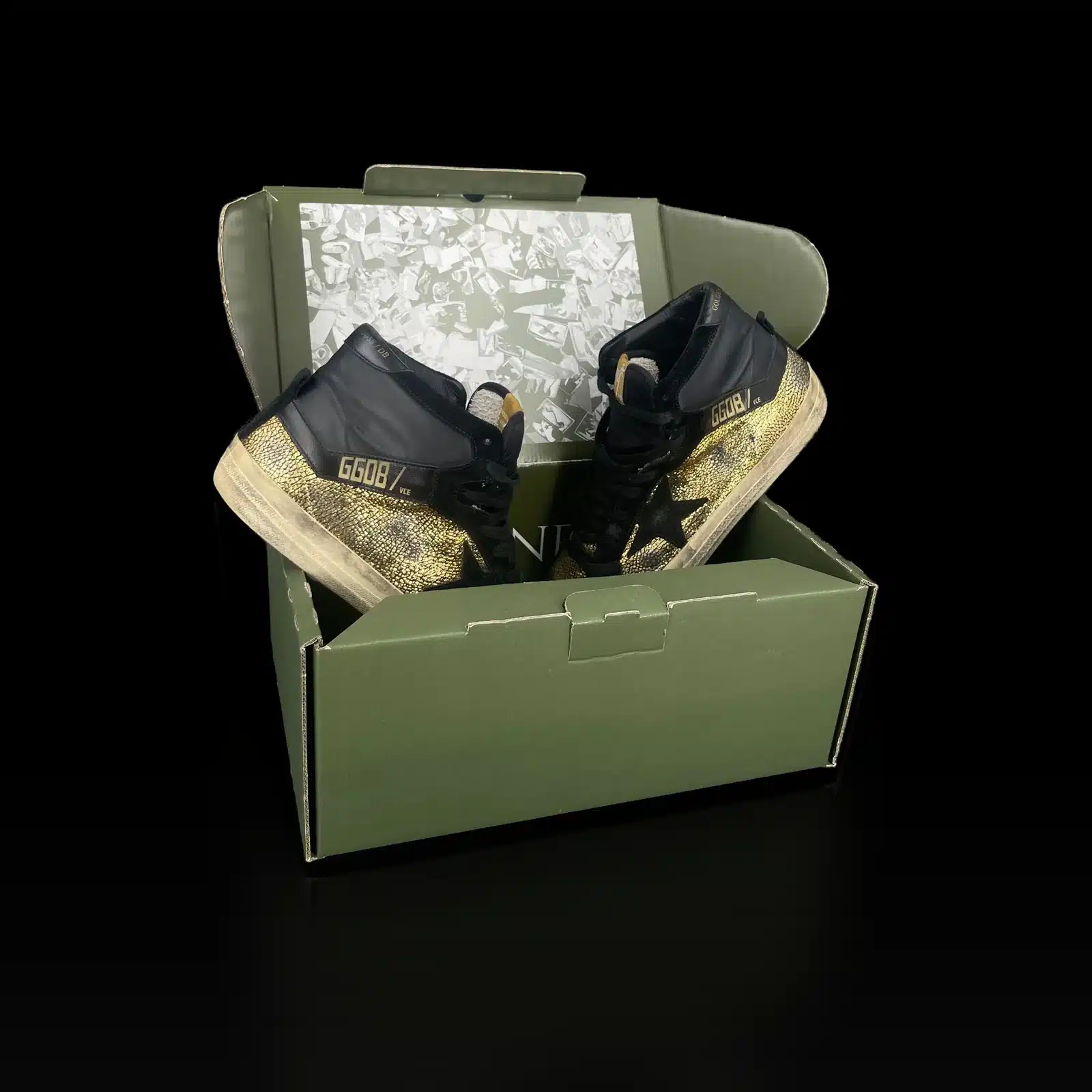 Baskets montantes Golden Goose 2.12 Dorées et Noires – Taille 44