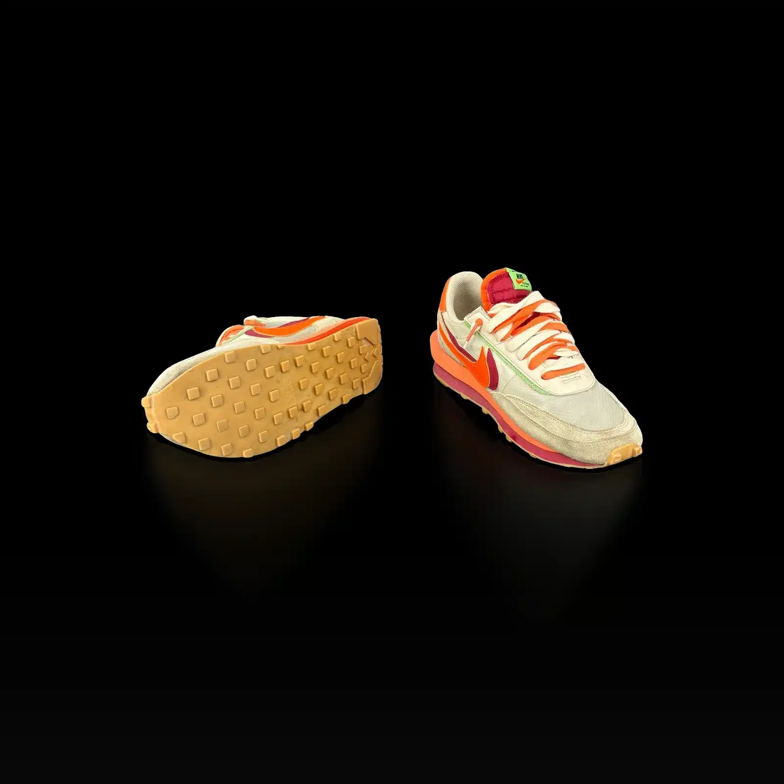 Semelle Waffle en gomme et profil de la Nike LDWaffle sacai x CLOT