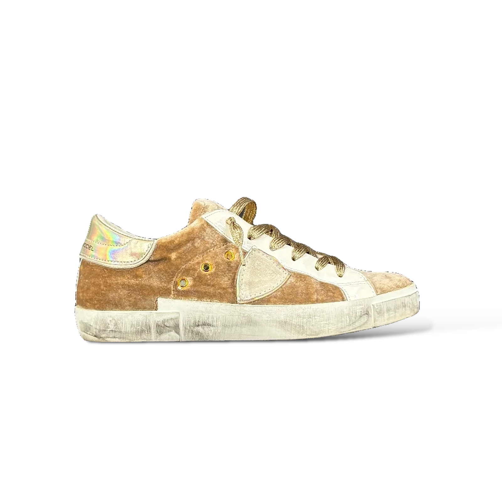Baskets Philippe Model PRSX Velours Camel et Doré – Taille 39