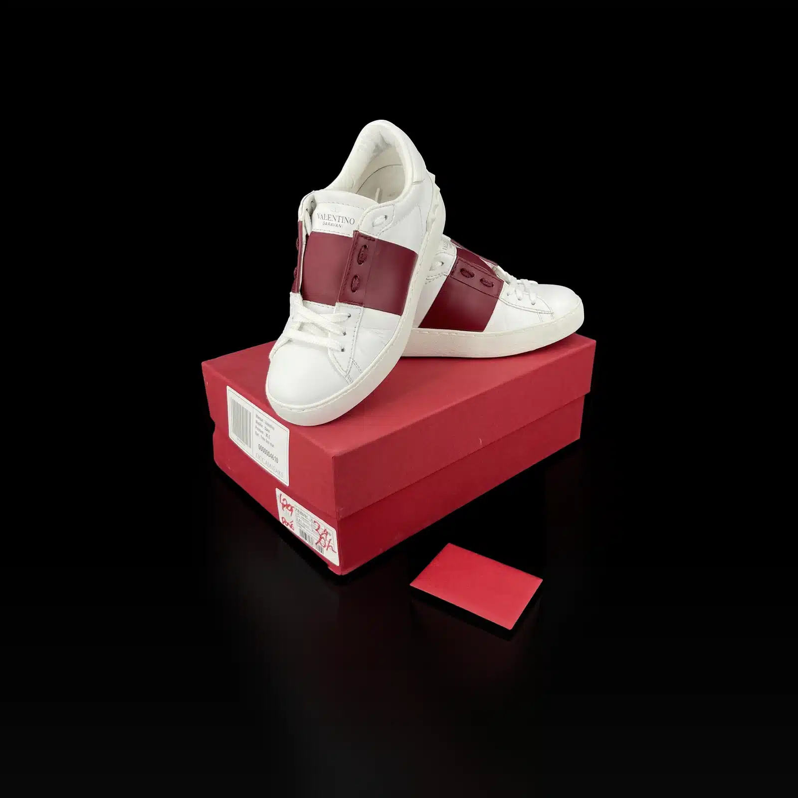 Baskets Valentino Garavani Open Blanc et Bordeaux – Taille 35.5