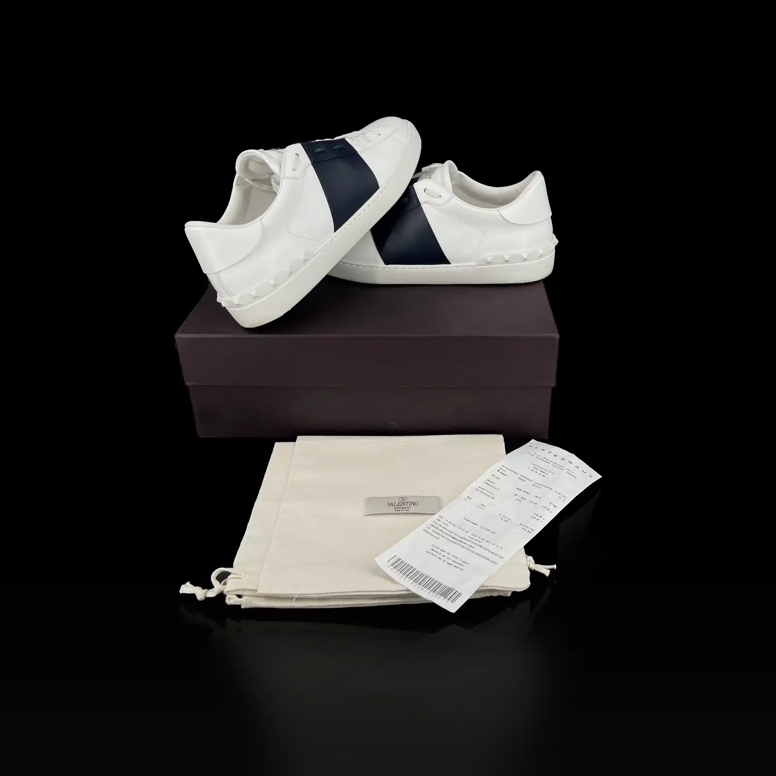 Baskets Valentino Garavani Open Blanc et Bleu Marine – Taille 44