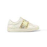 Baskets Valentino Rockstud Blanc Léopard et Clous Dorés – Taille 38