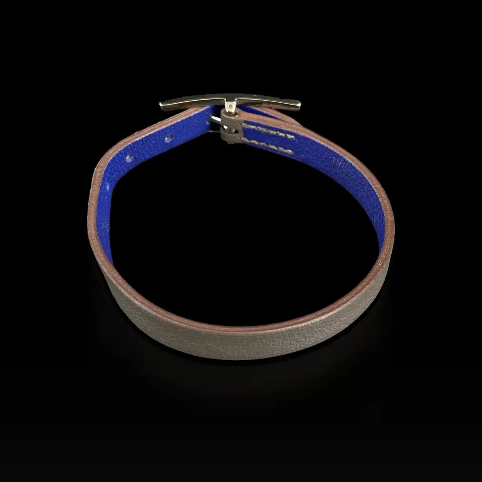 Pulsera Hermès Behapi Gris Metalizado y Azul – Talla Única – 3