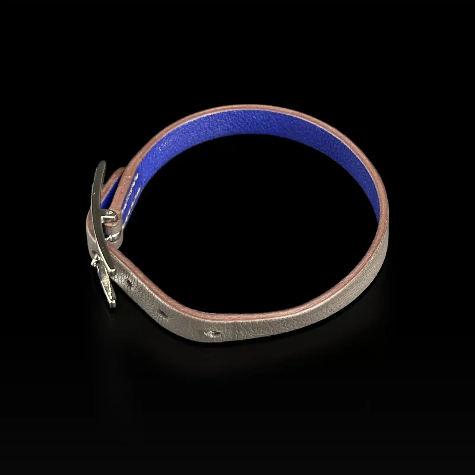 Pulsera Hermès Behapi Gris Metalizado y Azul – Talla Única – 5