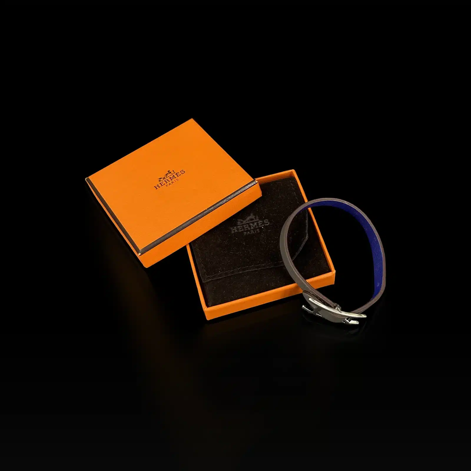 Pulsera Hermès Behapi Gris Metalizado y Azul – Talla Única – 6