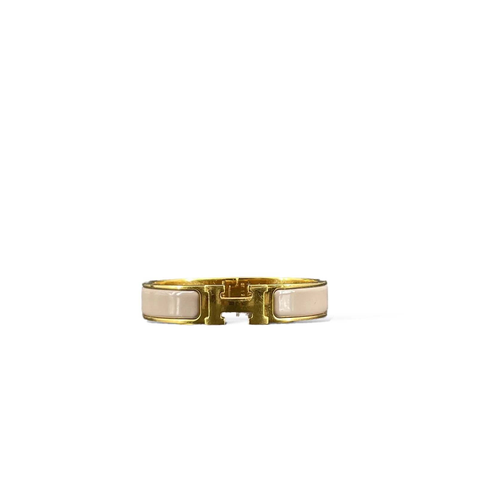 Bracelet Hermès Clic H Beige et Doré – Taille Unique