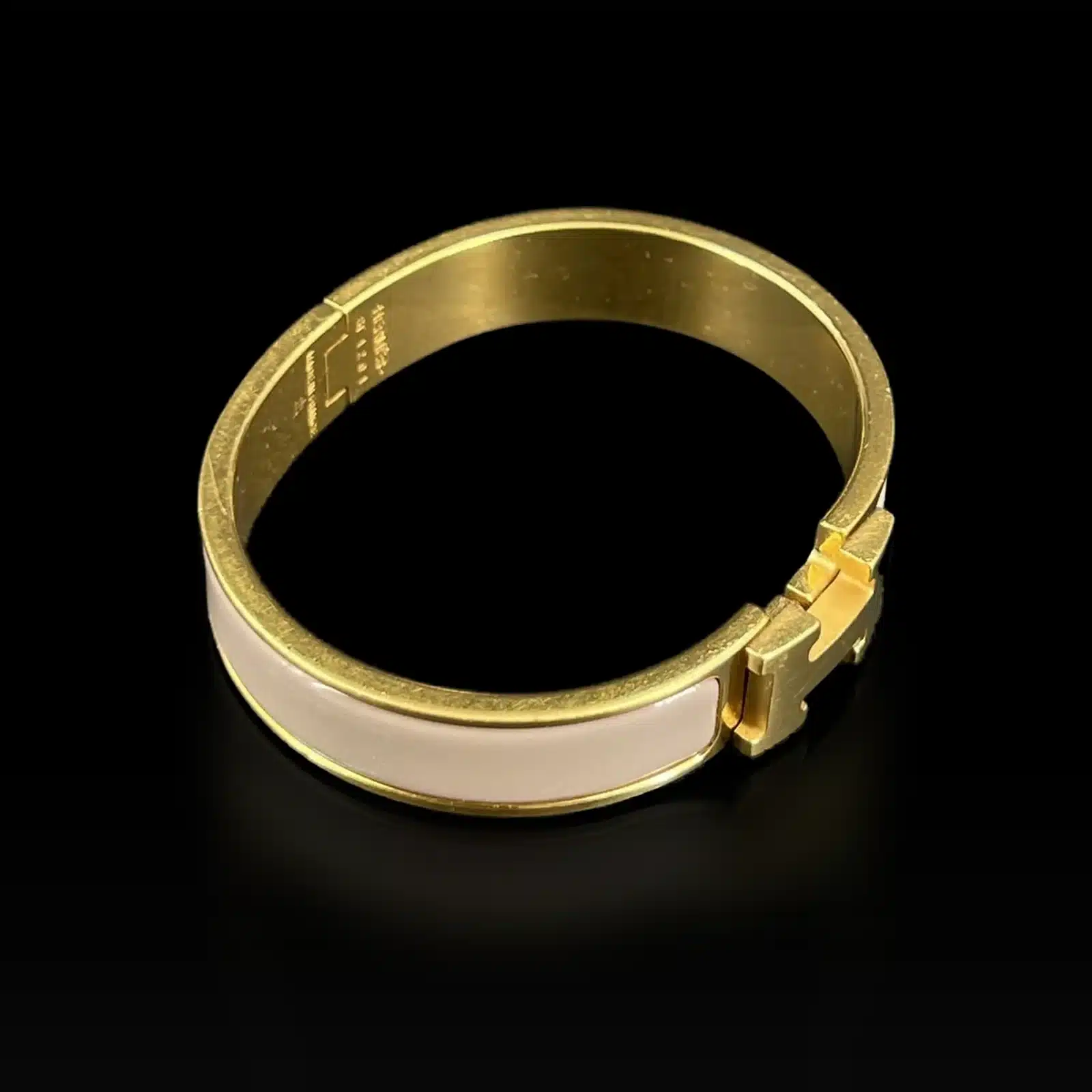 Bracciale Hermès Clic H Beige e Oro – Taglia Unica – 2