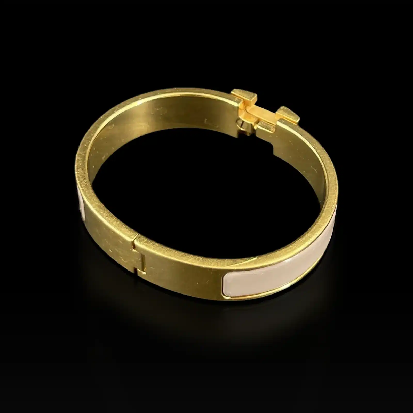 Bracciale Hermès Clic H Beige e Oro – Taglia Unica – 3
