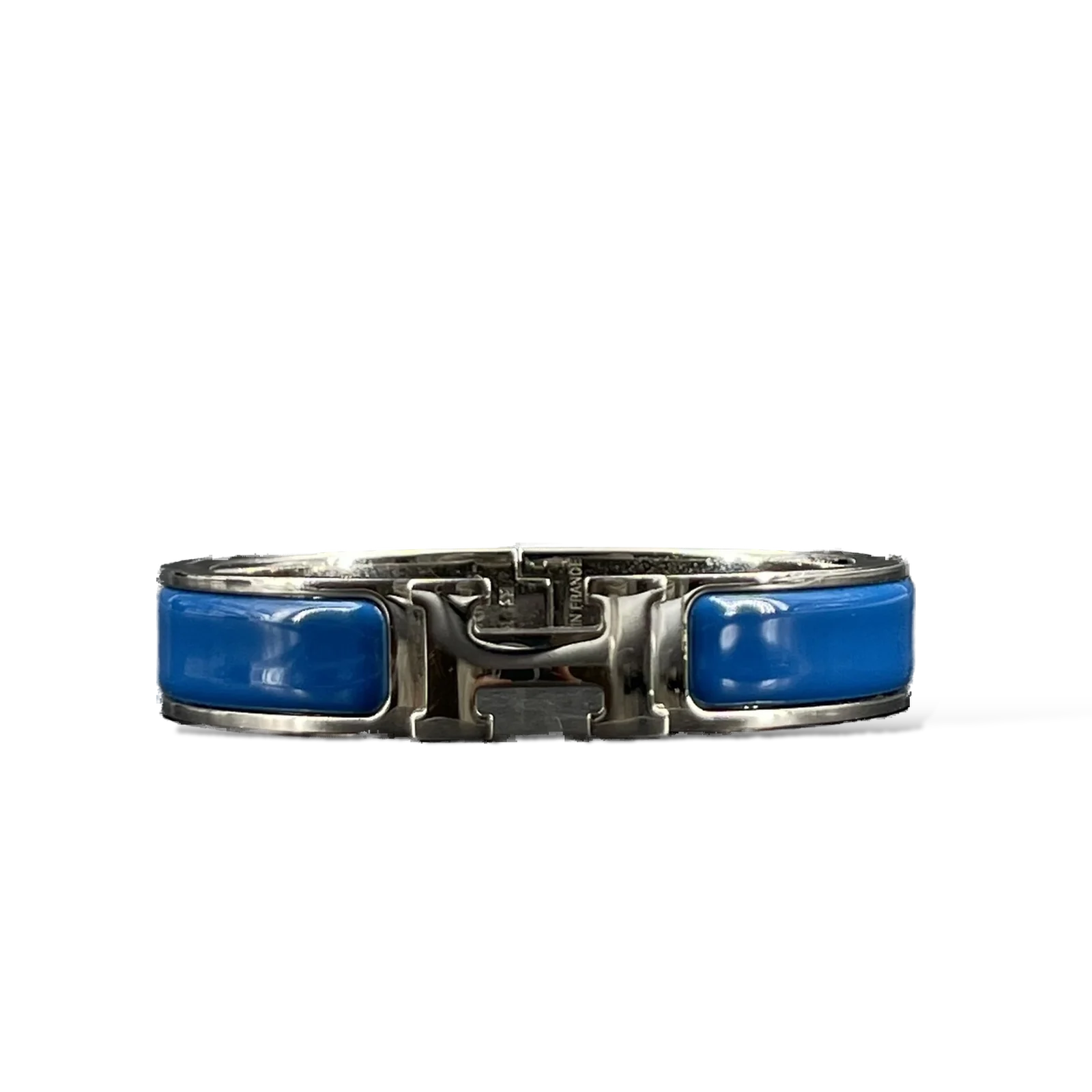 Bracelet Hermès Clic H Émail Bleu et Palladium – Taille Unique