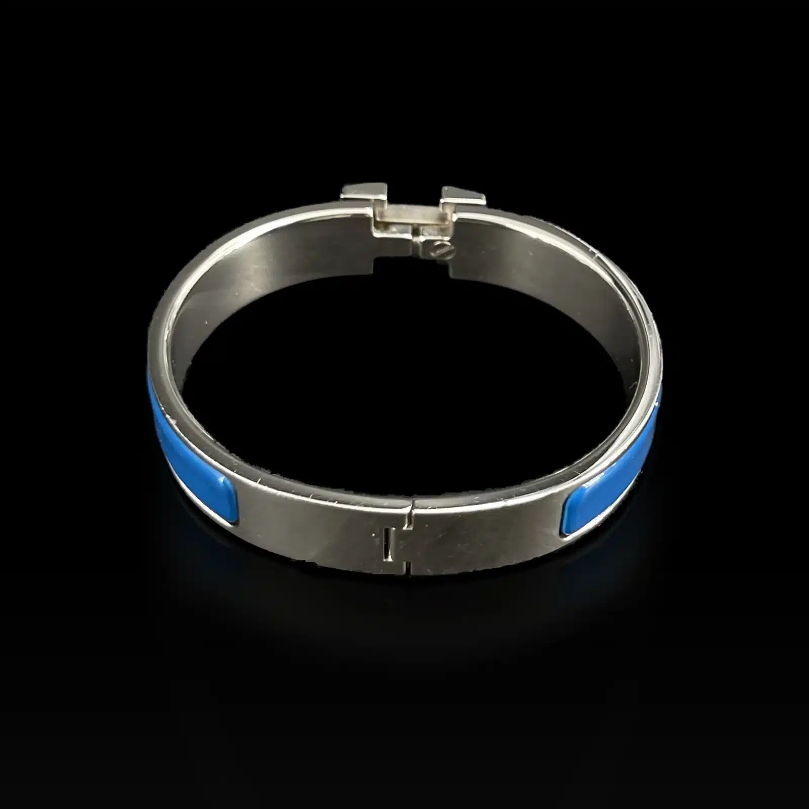 Pulsera Hermès Clic H Esmalte Azul y Paladio – Talla Única – 3