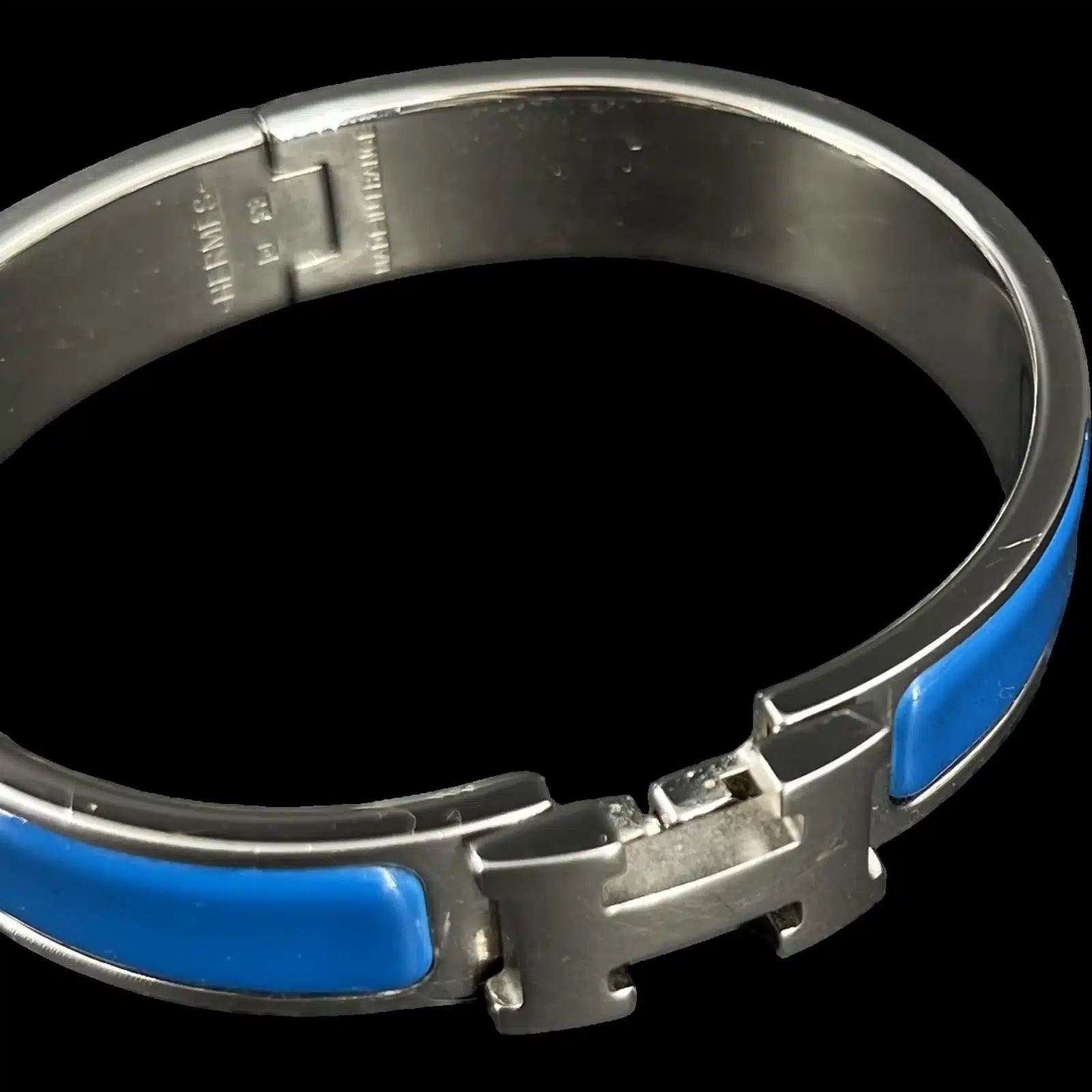 Pulsera Hermès Clic H Esmalte Azul y Paladio – Talla Única – 5