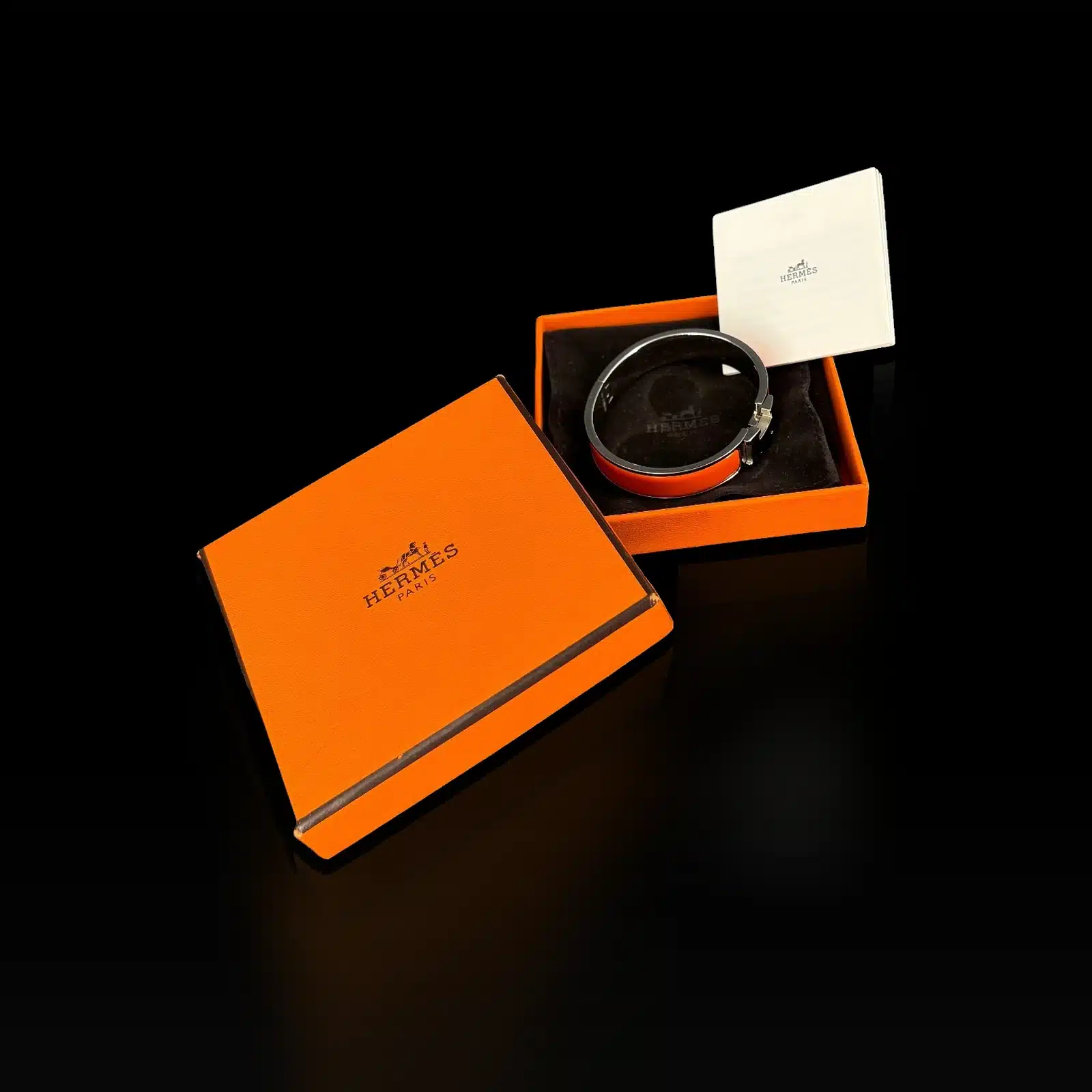 Bracelet Hermès Clic H Émail Orange et Palladié – Taille PM