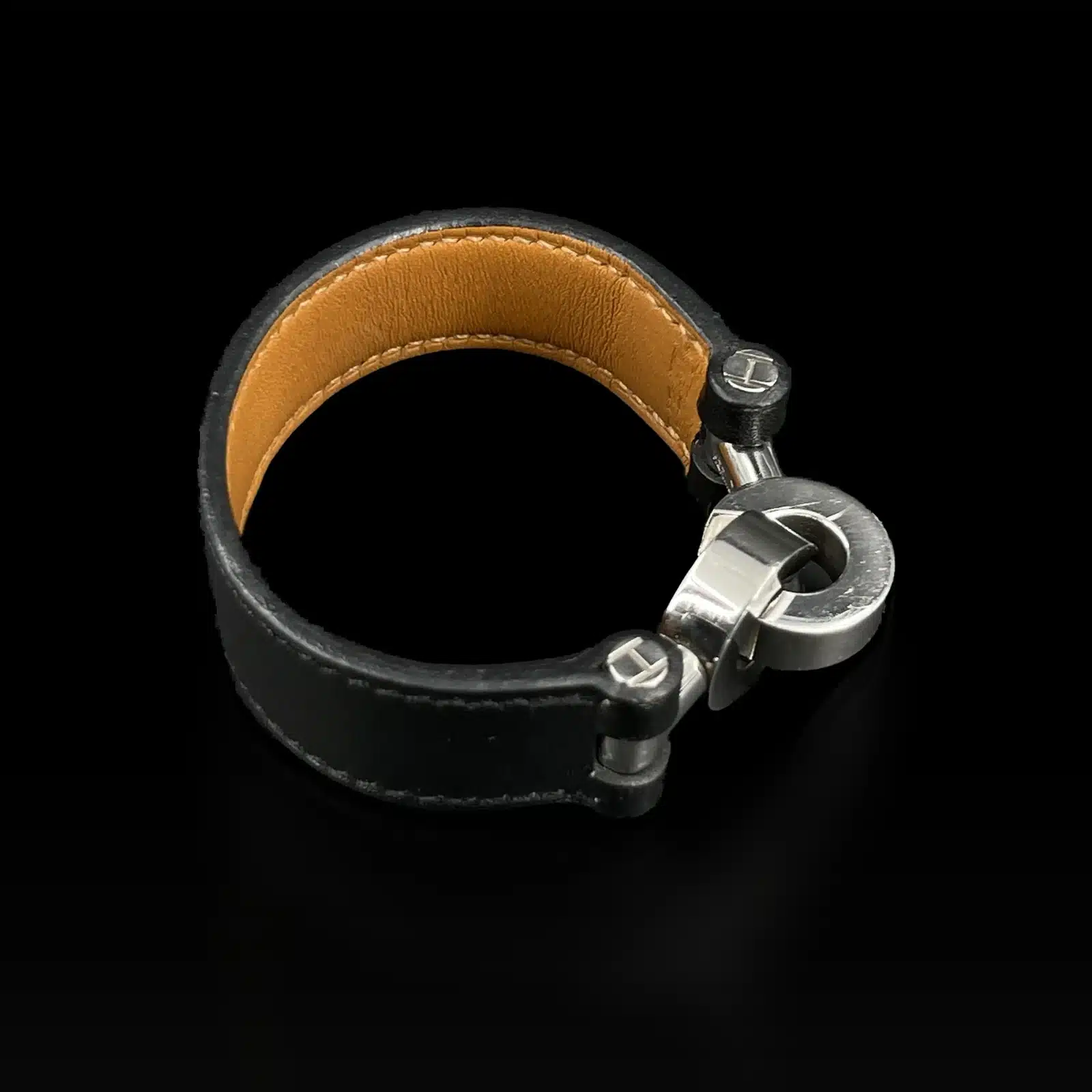 Bracciale Hermès Lancelot Pelle Nera e Palladio – Taglia M – 2