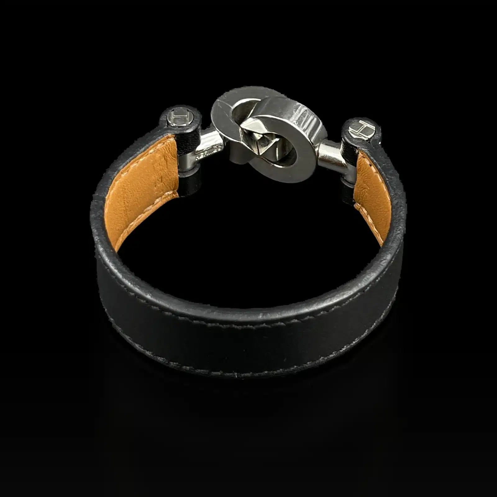 Bracciale Hermès Lancelot Pelle Nera e Palladio – Taglia M – 3
