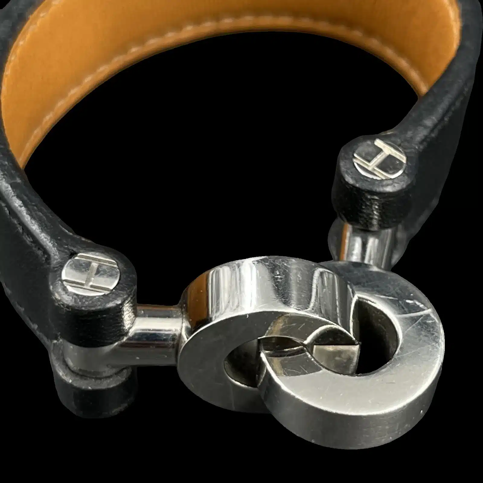 Bracciale Hermès Lancelot Pelle Nera e Palladio – Taglia M – 4