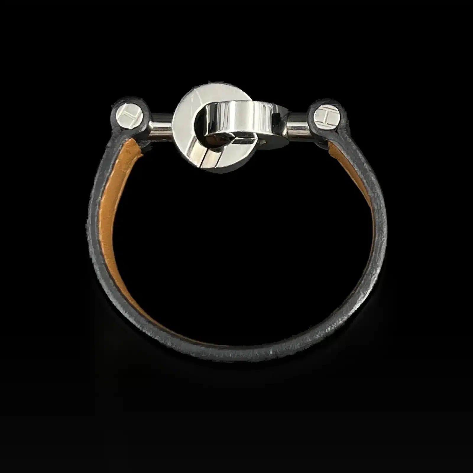 Bracciale Hermès Lancelot Pelle Nera e Palladio – Taglia M – 5