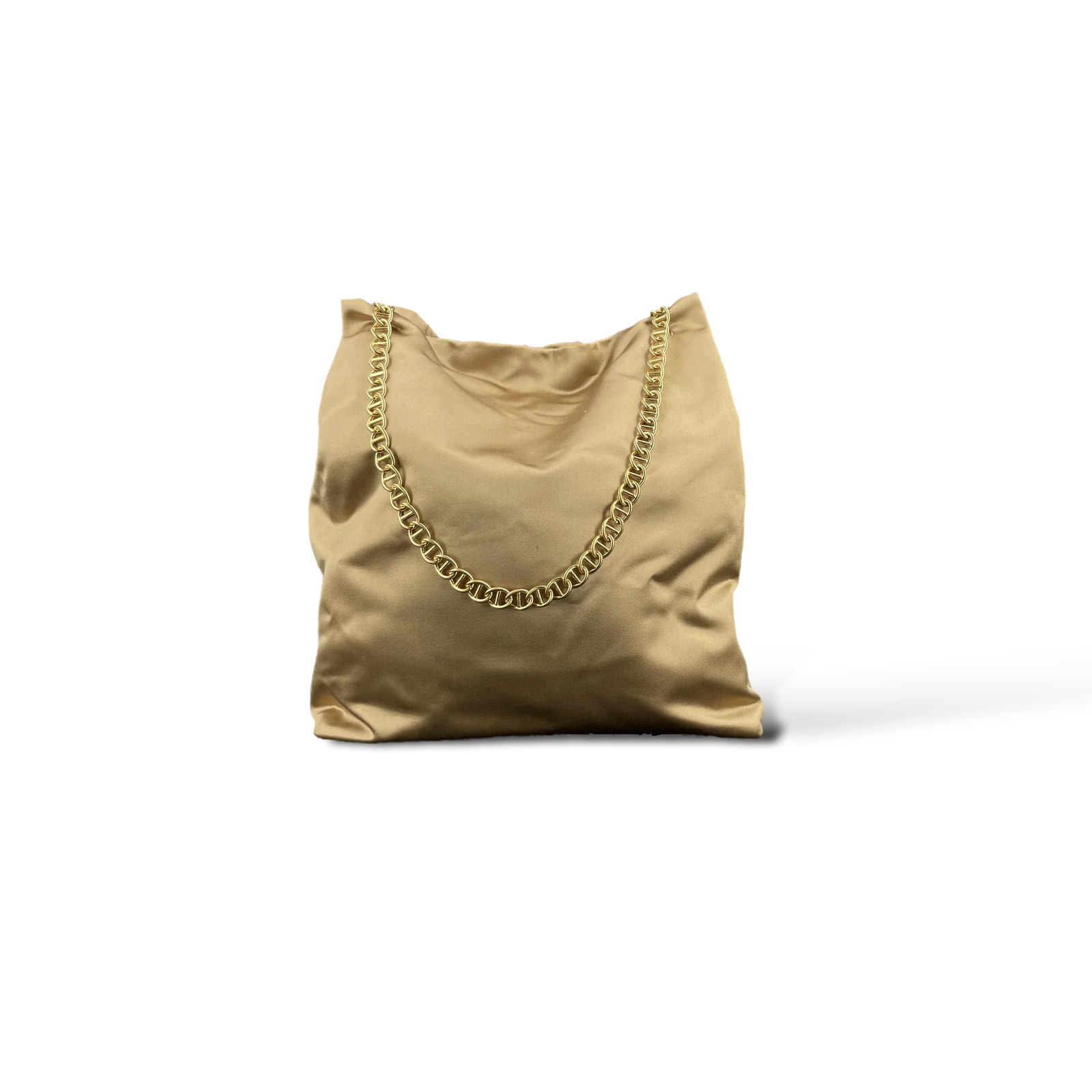 Cabas Prada en Satin Doré à Chaîne – Large